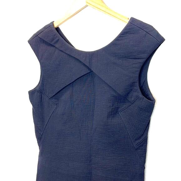 HELMUT LANG Black Structural Casual Shift Dress Size 10 Textured Cotton Dress - Picture 2 of 8